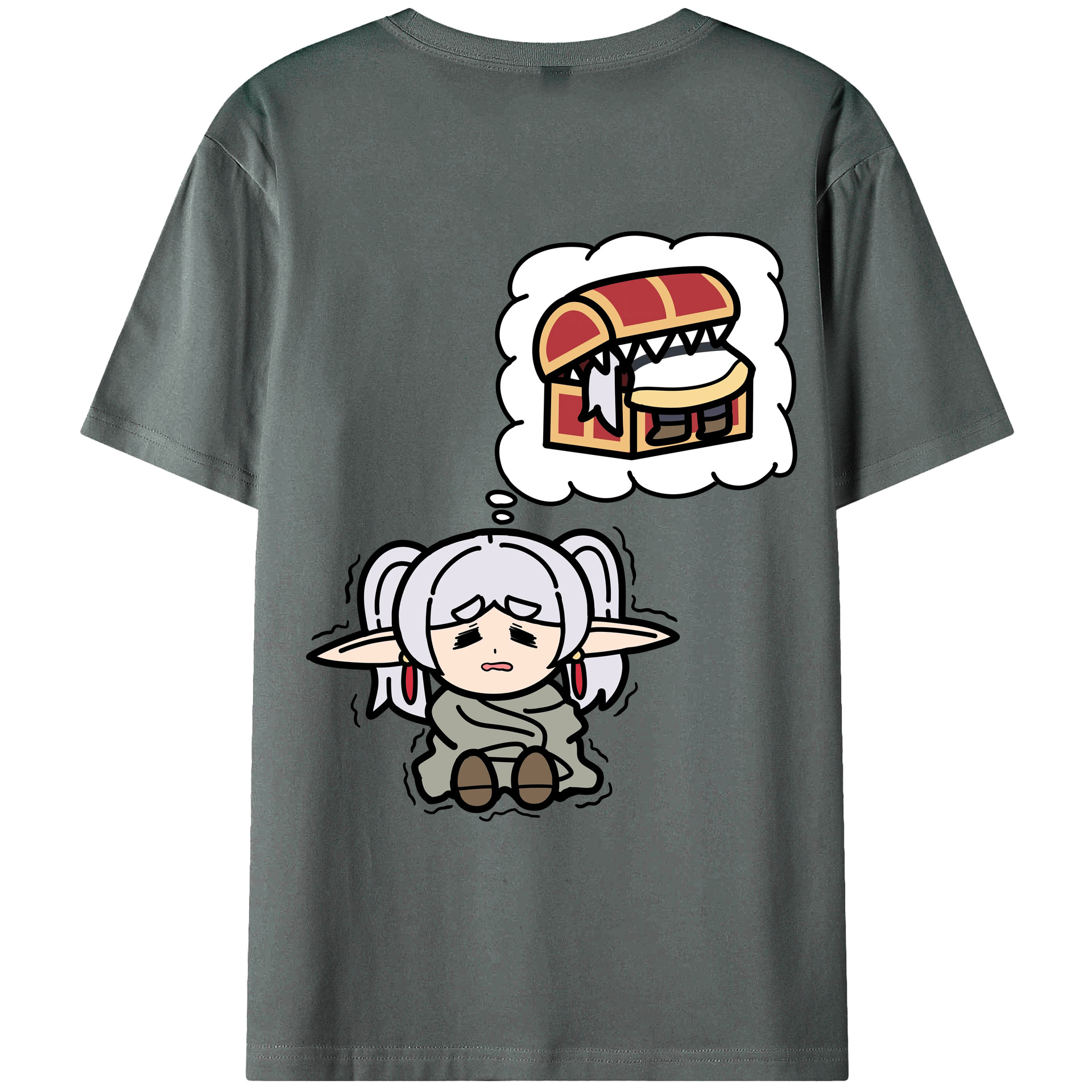 （画像用） 葬送のフリーレン Frieren 綿100％ メンズ半袖Tシャツ（バックプリント） 通気性